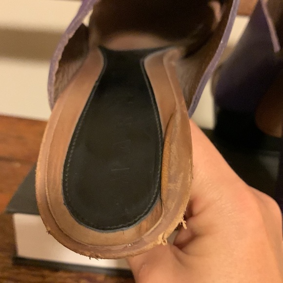 Marni Colorblock Sienna Tan Purple Platform Heels Mules - Picture 12 of 16